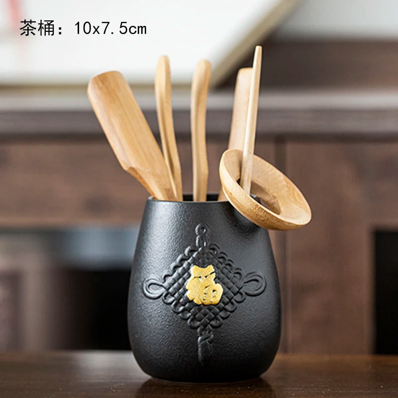 Black Sandalwood Tea Set, Tea Ceremony, Six Gentlemen Suit, Tea Making Tools, Clip Needle Spoon, Tea Set, Tea Art Accessories