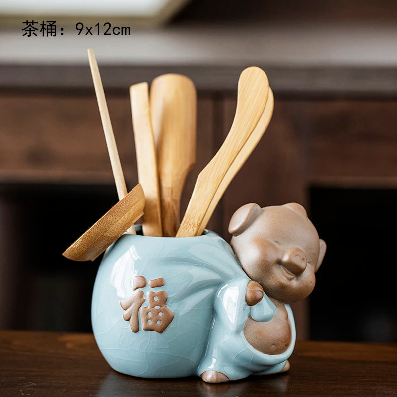 Black Sandalwood Tea Set, Tea Ceremony, Six Gentlemen Suit, Tea Making Tools, Clip Needle Spoon, Tea Set, Tea Art Accessories