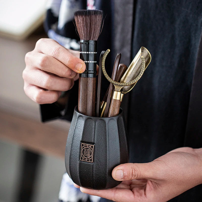 Black Sandalwood Tea Set, Tea Ceremony, Six Gentlemen Suit, Tea Making Tools, Clip Needle Spoon, Tea Set, Tea Art Accessories
