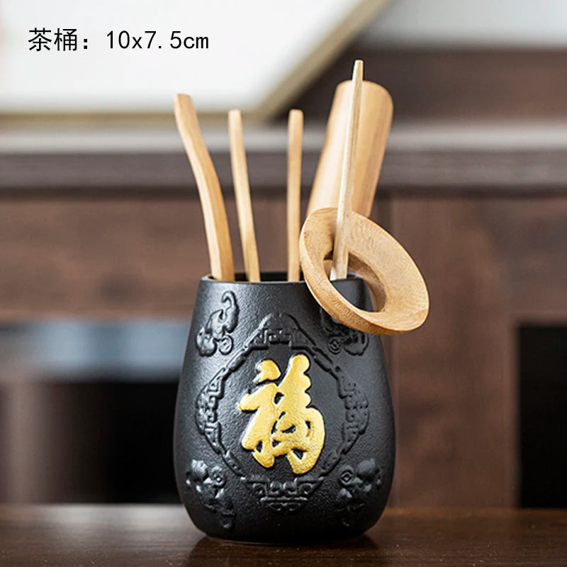 Black Sandalwood Tea Set, Tea Ceremony, Six Gentlemen Suit, Tea Making Tools, Clip Needle Spoon, Tea Set, Tea Art Accessories