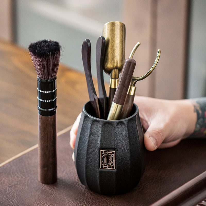Black Sandalwood Tea Set, Tea Ceremony, Six Gentlemen Suit, Tea Making Tools, Clip Needle Spoon, Tea Set, Tea Art Accessories