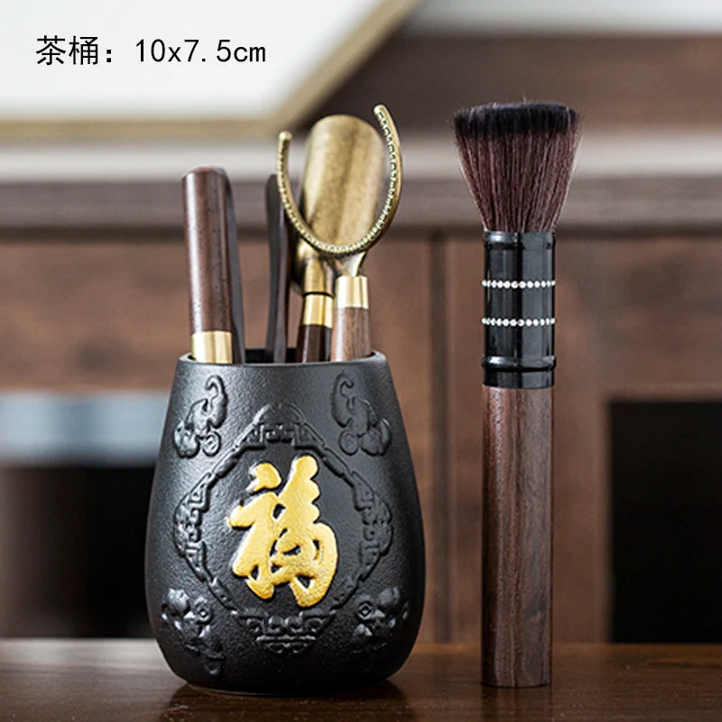 Black Sandalwood Tea Set, Tea Ceremony, Six Gentlemen Suit, Tea Making Tools, Clip Needle Spoon, Tea Set, Tea Art Accessories