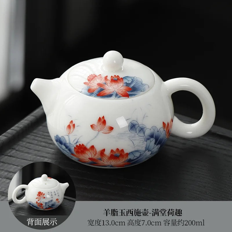 Blue and White Xishi Teapot Chinese Ceramic Kung Fu Teaware Tea Kettle for Home Use Tea Set Handpainted High End Tea Pots