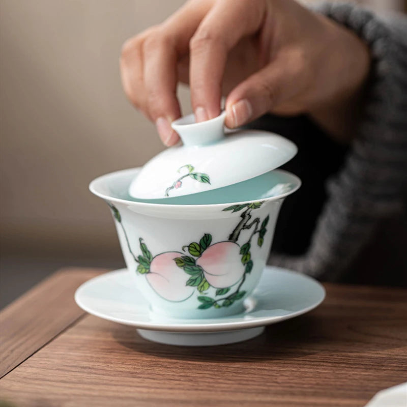 Boutique Ceramic Gaiwan Handmade Tea Maker White Porcelain with Cover Tea Bowl Chinese Tea Set Accessories Home Teacup