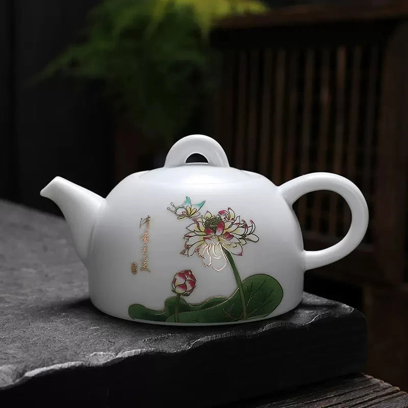 Celadon Tea Pot Kung Fu TeaSet Accessories Ceramic Handmade White Porcelain Teapot Chinese Tea Ceremony Oolong Tea Filter Kettle
