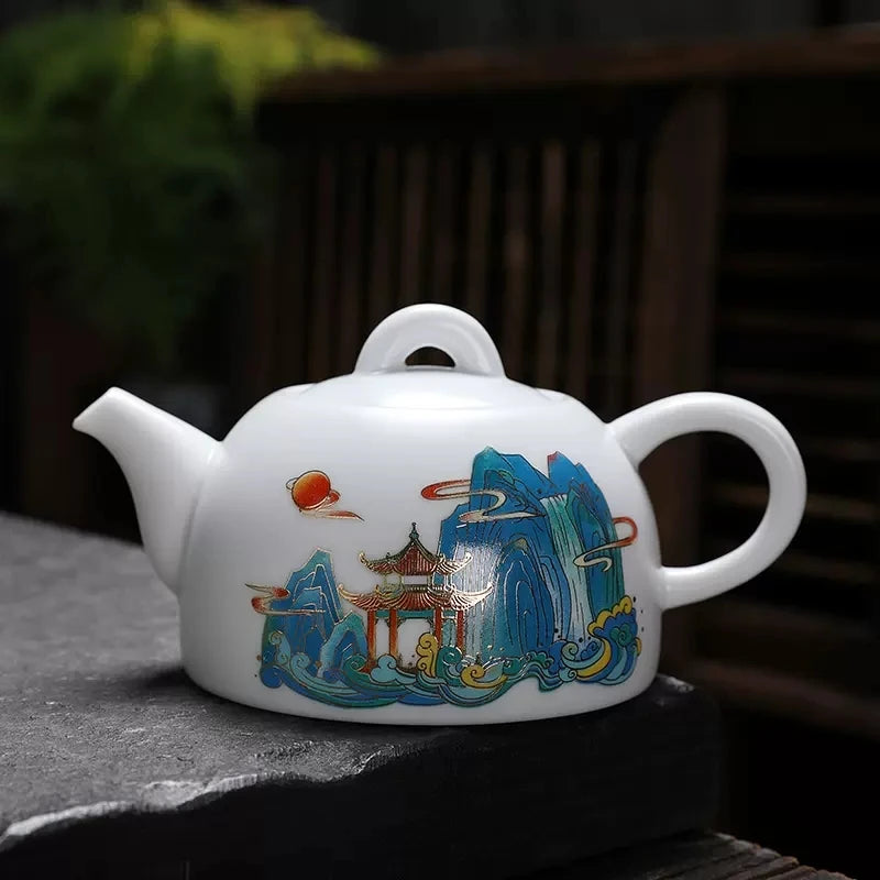 Celadon Tea Pot Kung Fu TeaSet Accessories Ceramic Handmade White Porcelain Teapot Chinese Tea Ceremony Oolong Tea Filter Kettle