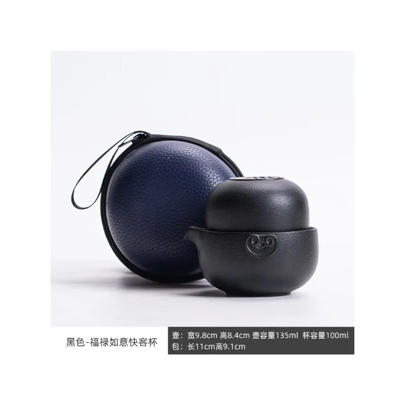 Ceramic Gongfu Travel Tea Set Gorgeous Chinese Teapot Set One Pot Tea Cups Portable Carrying Case Tea Set Chinese