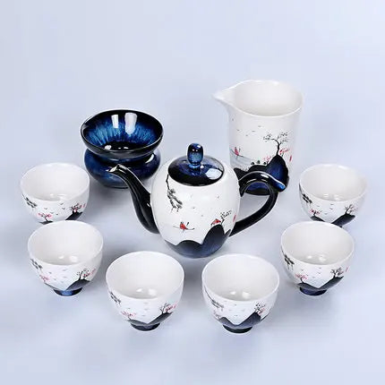 Ceramic Hand-painted Japanese Tea Set Household Simple Teapot Teacup Filter Tea Hai Fung Fu Da Hong Pao Teaware Gift Box