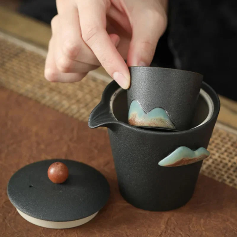 Ceramic Portable Travel Kung Fu Tea Set Small Set Home Office Zen Tea Teapot Gift