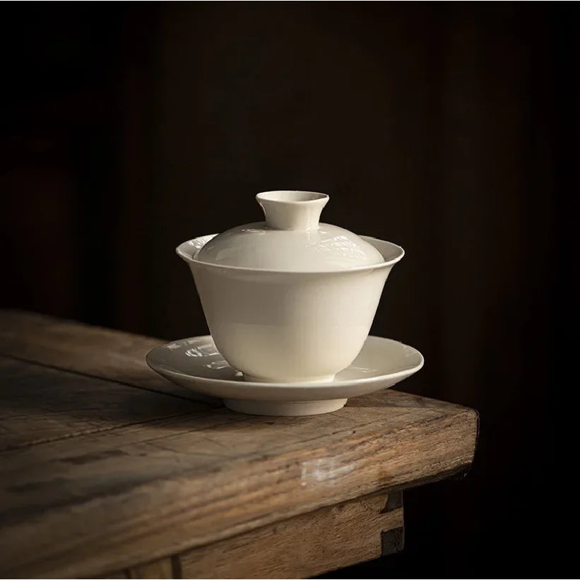 Ceramic Sancai Gaiwan Handmade Tea Tureen Chinese Teacup Hand-painted Flowers Tea Bowl Cups Porcelain Tea  Accessories