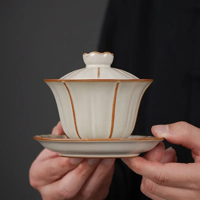 Ceramic Sancai Gaiwan Tea Set Chinese Kung Fu Tea Cups Crackle Glaze Tea Tureen Porcelanas Teaware Tea Bowl Set