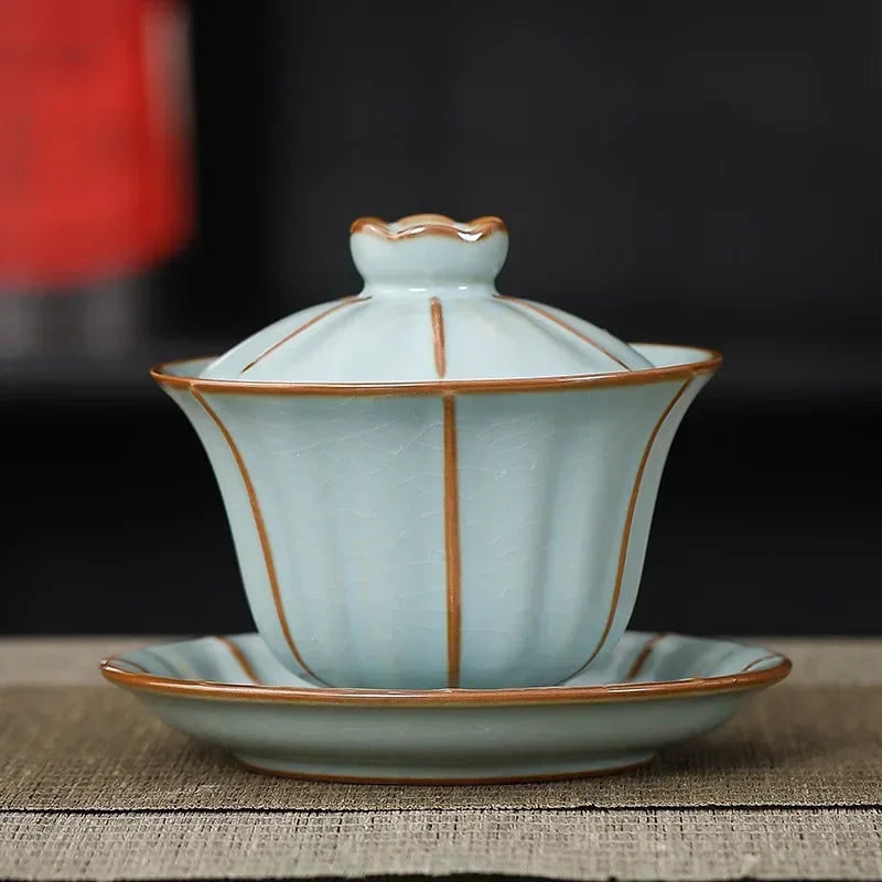 Ceramic Sancai Gaiwan Tea Set Chinese Kung Fu Tea Cups Crackle Glaze Tea Tureen Porcelanas Teaware Tea Bowl Set