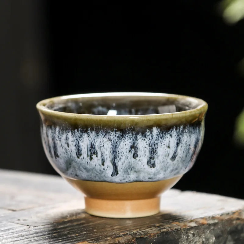 Ceramic Tea Cup Porcelain Teacups Teaware Kung Fu Tea Set Cup Household Kiln Change Glaze Pottery Tea Cup Set of 6