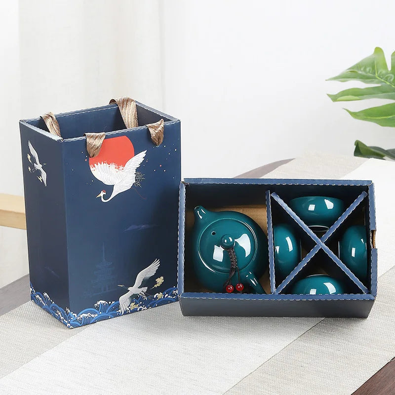 Ceramic Tea Set Kung Fu Tea Set Portable Travel Tea Set Ceramic Teapot Tea Cup Gift With Hand Gift