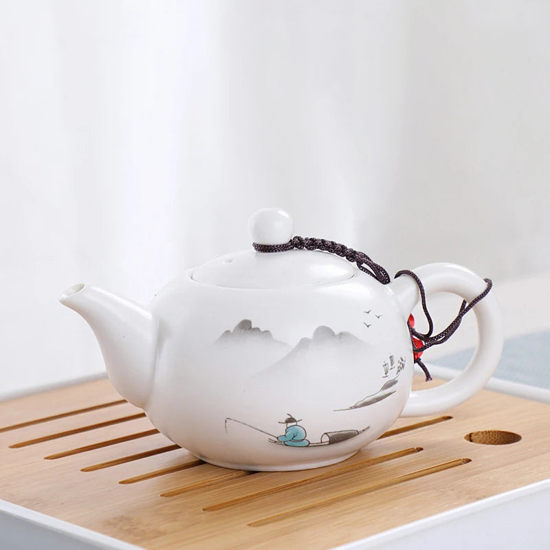 Ceramic Teapot One Pot Four Cup Outdoor Travel Kung Fu Teapot Tote Bag Travel Cup Set Tcup Gift Tea Set Chinese Tea Set