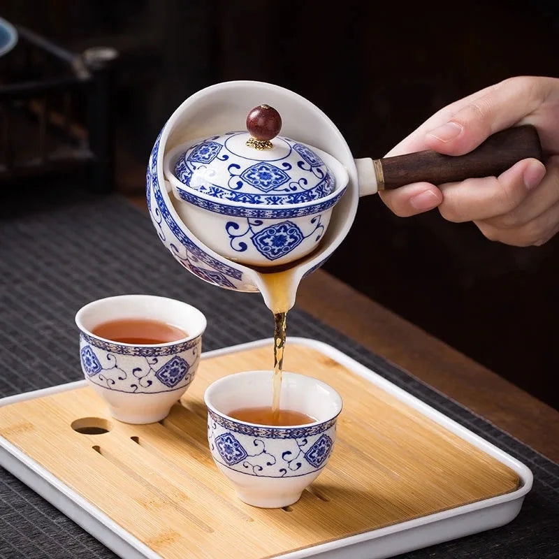 Ceramic Teapot With Wooden Handle Side-handle Pot Household Kung Fu Oolong Filter Tea Maker Creative Pottery Teaware Make Tea