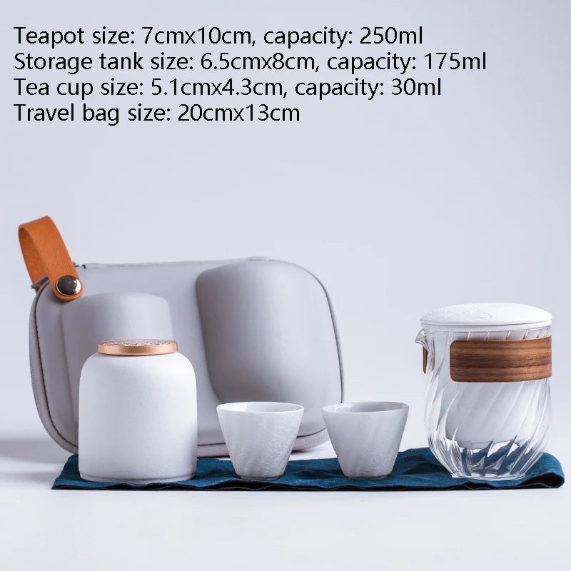 Ceramic teapot with One Pot Three Cups One storage tank gaiwan teacup a tea sets portable travel tea set drinkware