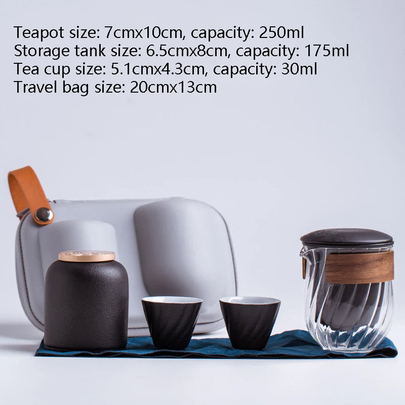 Ceramic teapot with One Pot Three Cups One storage tank gaiwan teacup a tea sets portable travel tea set drinkware