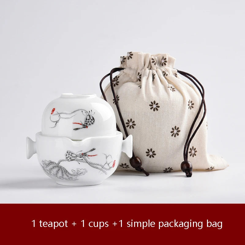 Ceramic teapots gaiwan teacups chinese teaware portable travel tea sets with travel bag Free shipping