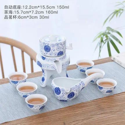 Ceramics Tea Set Home Stone Mill Creative Ceramic Teapot Kung Fu Teacup Semi-automatic Lazy Tea Maker High Quality Drinkware