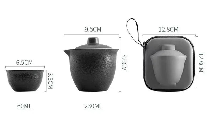 Ceramics Travel Tea set Include 1 Pot 3 TeaCup, High quality elegant gaiwan,Beautiful easy teapot kettle,kung fu teaset cup