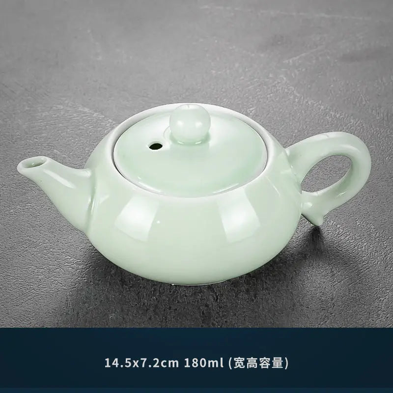 China Celadon Kung Fu Tea Set Ceramic Household Tureen Teapot Teacup Small Set Office Simple Tea Ceremony Tea Tray Set