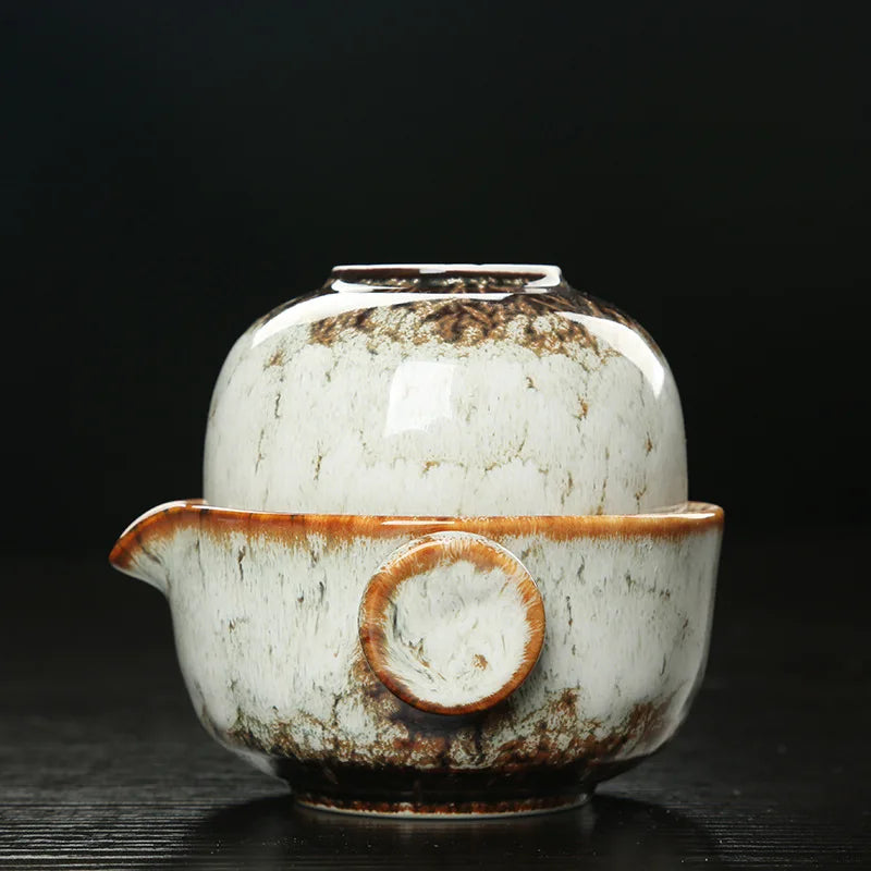 China Ceramics Kung Fu Tea Set 1 Teapot 1 Cup Travel Teapot Coffee Cup Drinkware Tea Cups Gaiwan Outdoor Camping Teapot Set