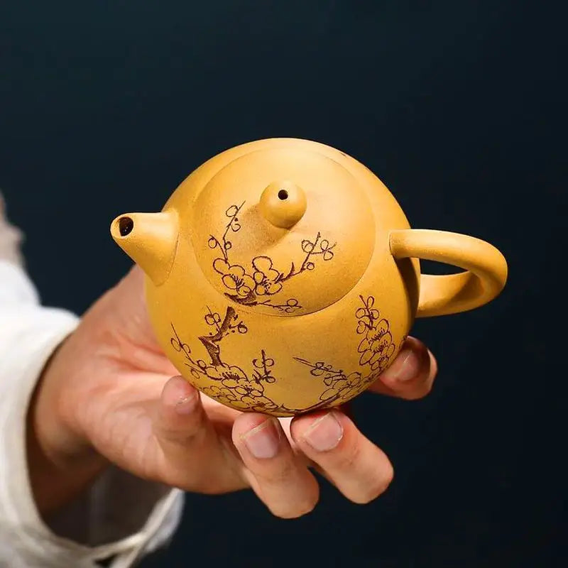 Chinese 250ml Yixing Teapot Handmade Kettle Ball Hole Filter Purple Clay Tea Pot Flower Teaware Kung Fu Teaset