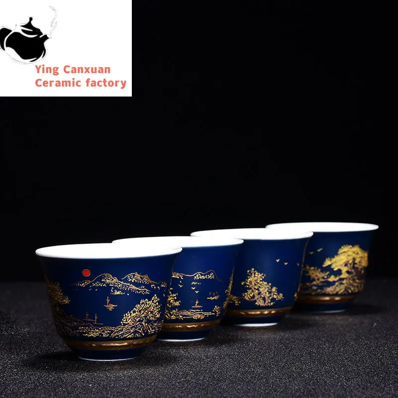 Chinese Blue and white porcelain Tea Cups Anti Scaling Handmade Tea Bowl Imperial court Style luxury tea cup Single Cup Tea set