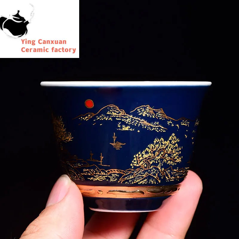 Chinese Blue and white porcelain Tea Cups Anti Scaling Handmade Tea Bowl Imperial court Style luxury tea cup Single Cup Tea set