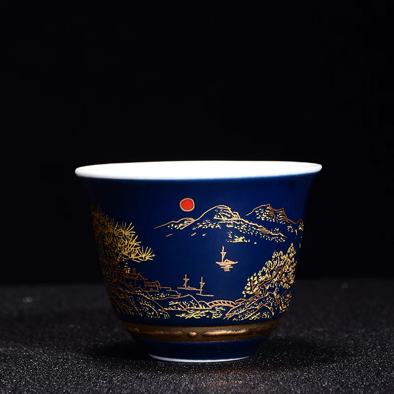 Chinese Blue and white porcelain Tea Cups Anti Scaling Handmade Tea Bowl Imperial court Style luxury tea cup Single Cup Tea set