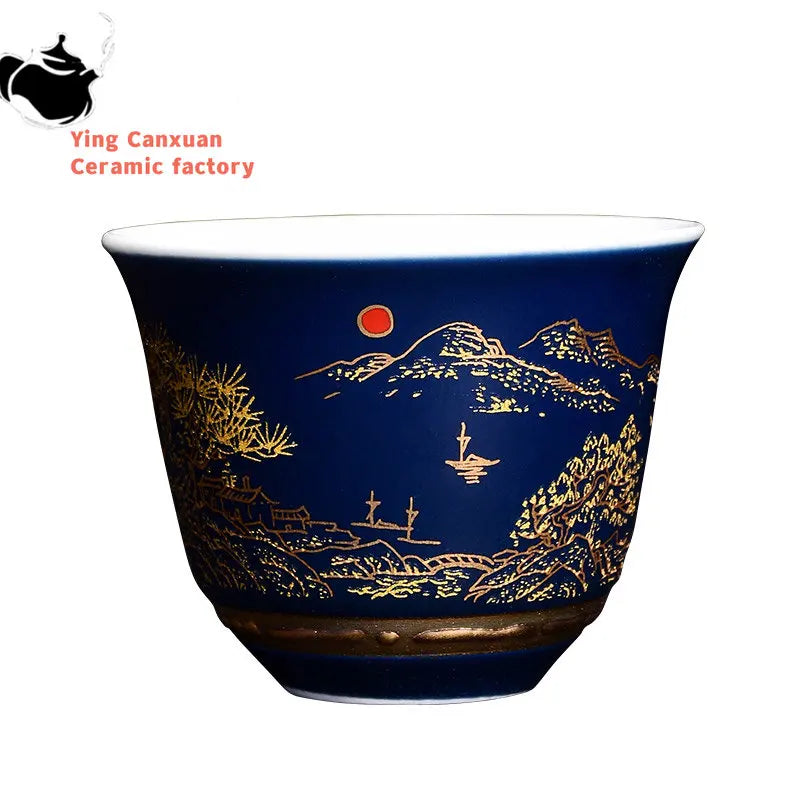 Chinese Blue and white porcelain Tea Cups Anti Scaling Handmade Tea Bowl Imperial court Style luxury tea cup Single Cup Tea set
