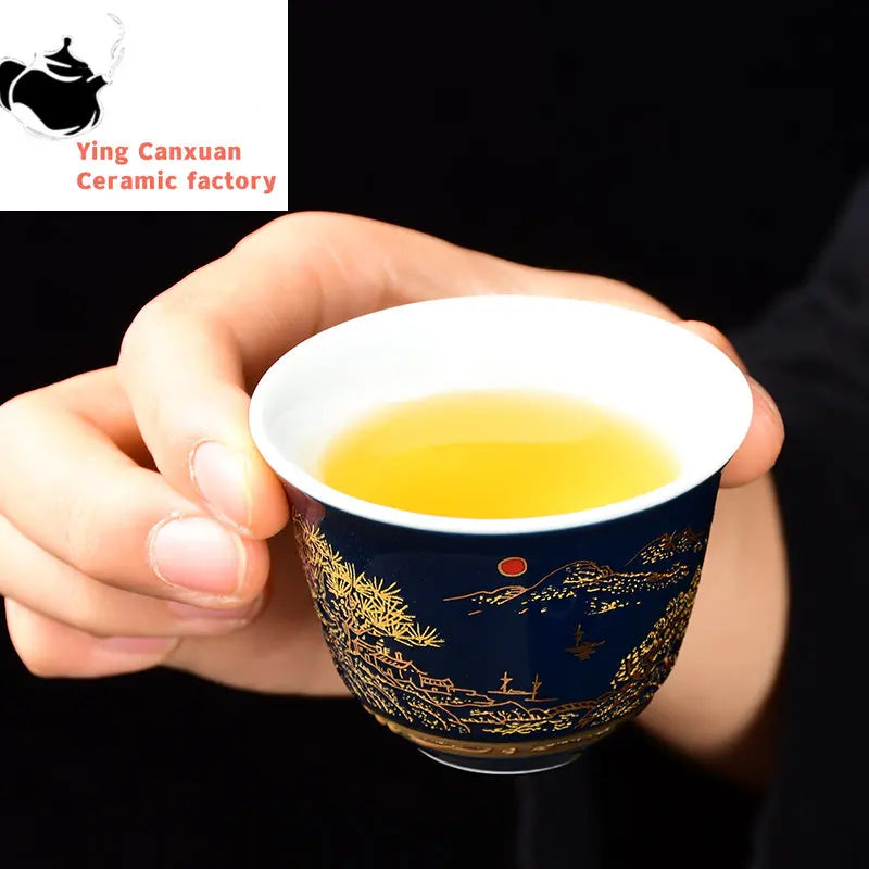 Chinese Blue and white porcelain Tea Cups Anti Scaling Handmade Tea Bowl Imperial court Style luxury tea cup Single Cup Tea set