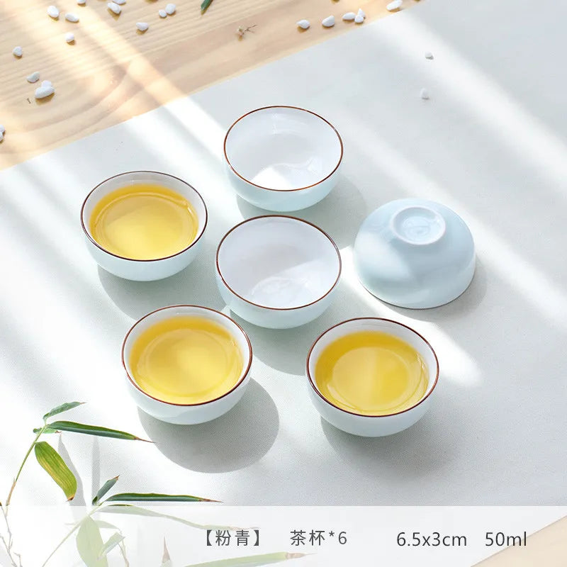 Chinese Celadon Tea Cup Set Creative Ceramic Gaiwan Teacup Travel Portable Teaware Tradition Handmade Tea Ceremony Accessories