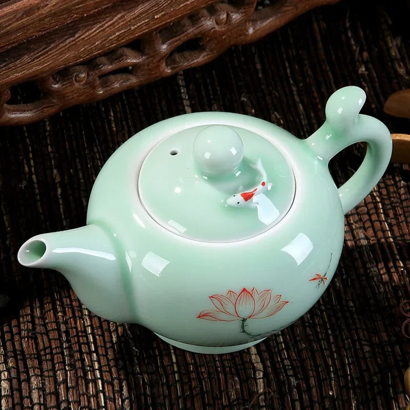 Chinese Celadon Teapot Elegant Ceramic Tea Pot Home Decorative Pot Porcelain Tea Kettle Kung Fu Handmade Teapots