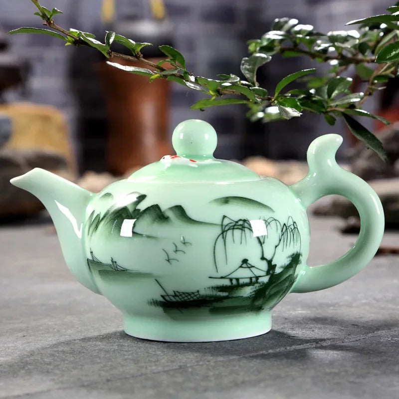 Chinese Celadon Teapot Elegant Ceramic Tea Pot Home Decorative Pot Porcelain Tea Kettle Kung Fu Handmade Teapots
