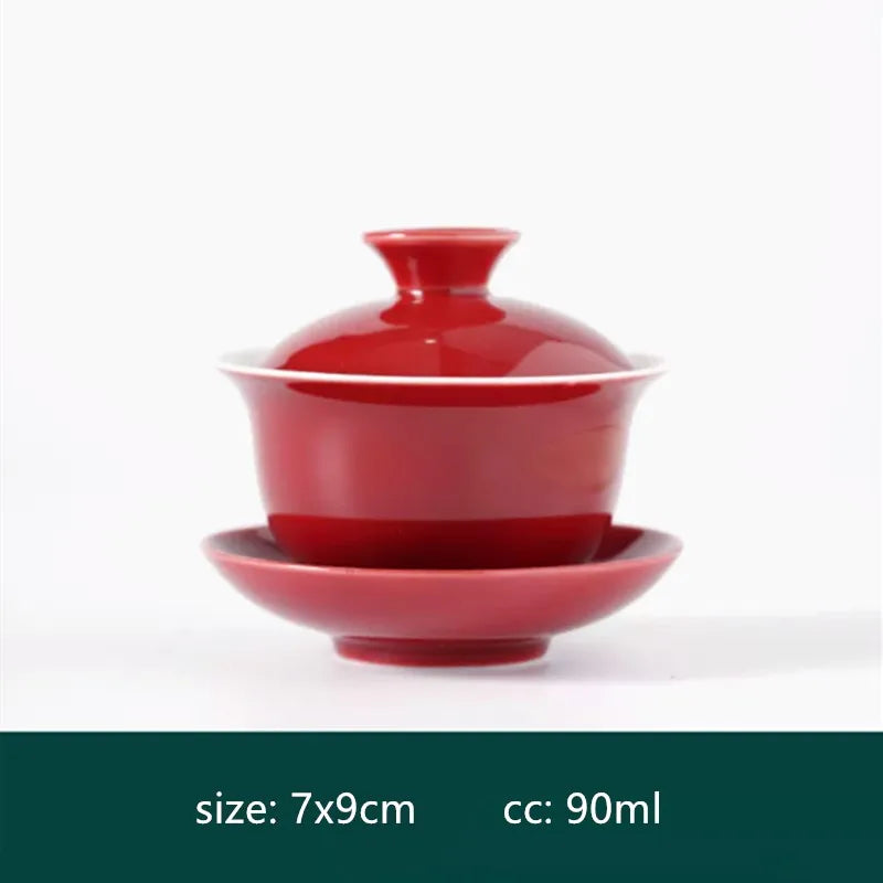 Chinese Ceramic Tea Sets Tradition Handmade Gaiwan Teapot Tea Ceremony Supplies Customized Tea Infuser Wedding Teaware Gifts