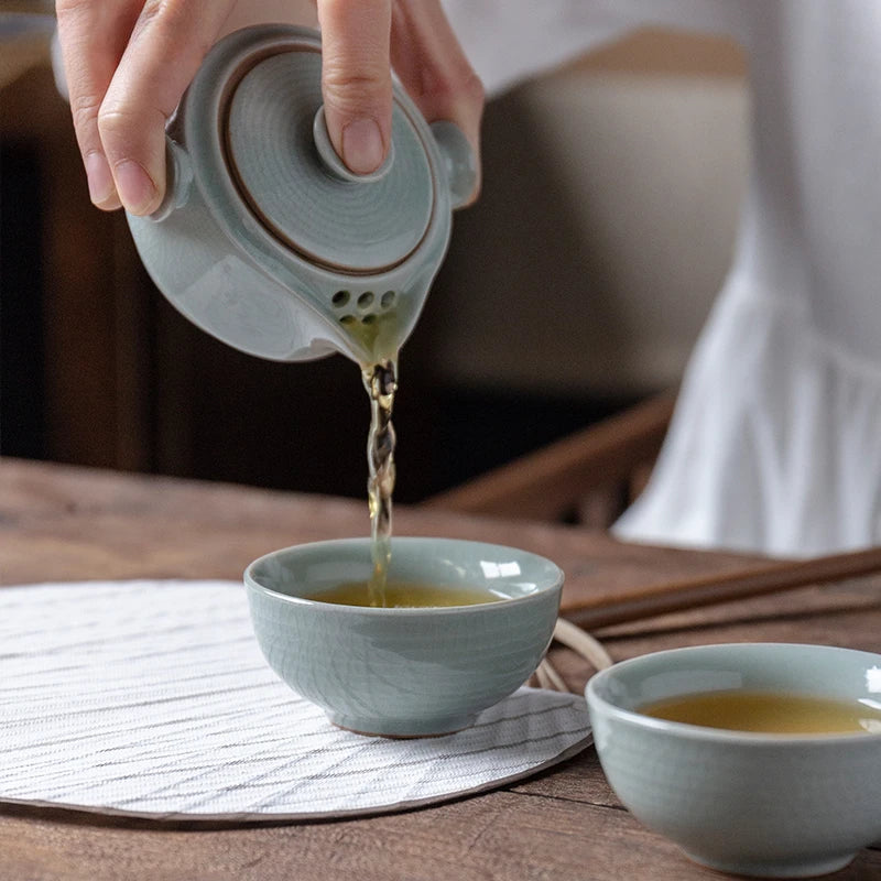 Chinese Ceramics Tea Set Portable Teapot Set Strainer Teacup Car Outdoor Travel Teaware Home Drinkware Tea Ceremony Supplies