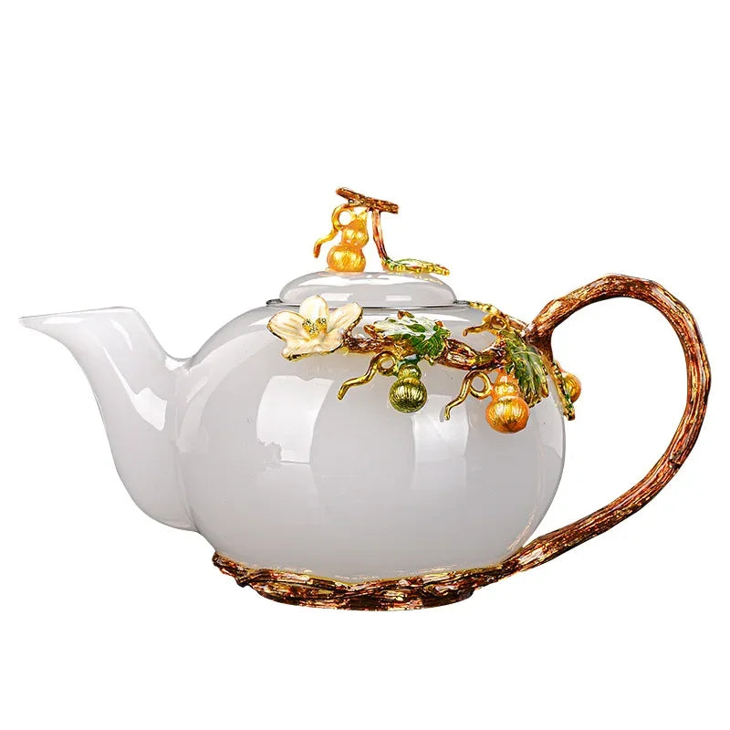 Chinese Enamel Glazed Teapot Office Teapot White Porcelain Jade Teapot Kungfu Tea Set Accessories Single Pot Tea Dispenser