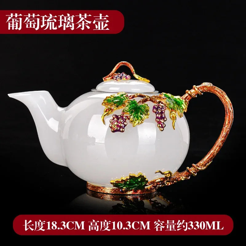 Chinese Enamel Glazed Teapot Office Teapot White Porcelain Jade Teapot Kungfu Tea Set Accessories Single Pot Tea Dispenser
