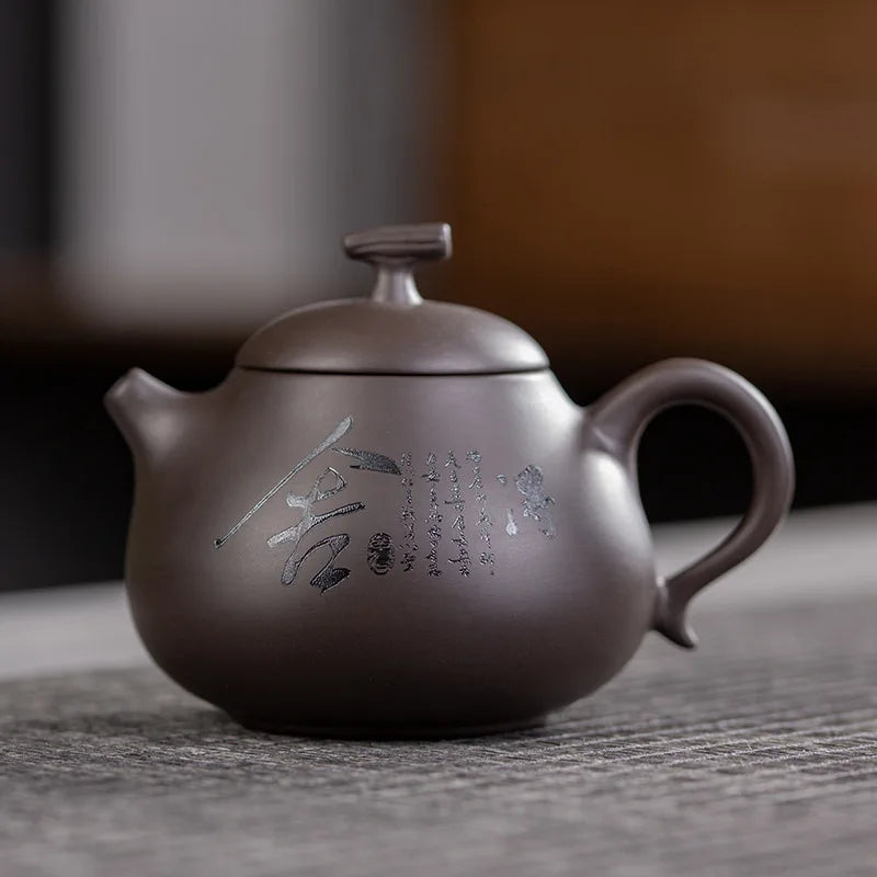 Chinese Kung Fu Pottery Teaware Yixing Zisha Tea Kettle Xishi Tea Pot 200ml Handmade Purple Clay Teapots Set