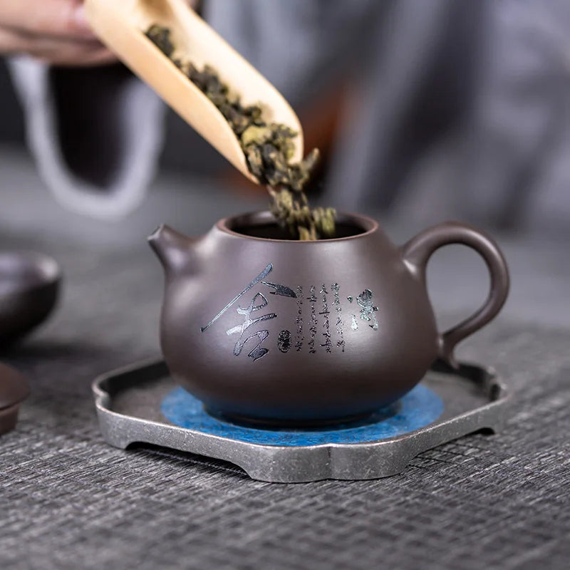 Chinese Kung Fu Pottery Teaware Yixing Zisha Tea Kettle Xishi Tea Pot 200ml Handmade Purple Clay Teapots Set
