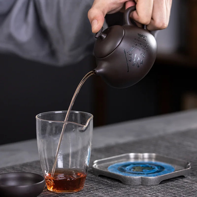 Chinese Kung Fu Pottery Teaware Yixing Zisha Tea Kettle Xishi Tea Pot 200ml Handmade Purple Clay Teapots Set