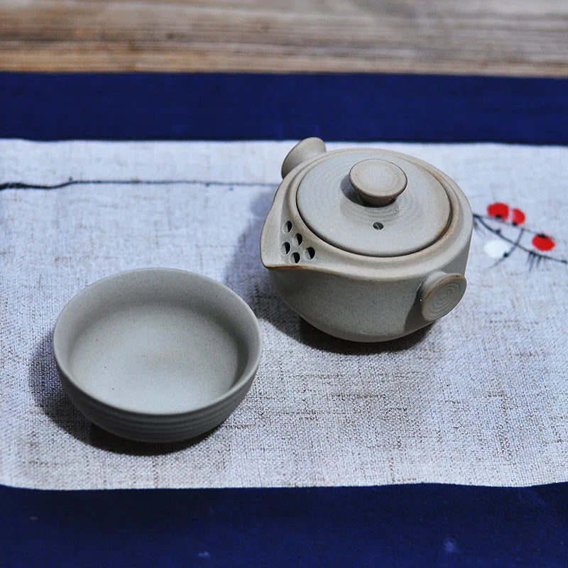 Chinese Kung Fu Tea Set 1 Teapot 1 Teacups Travel Ceramic Pottery Tea Cups for Teaware Outdoor Tea Cups of Tea Ceremony