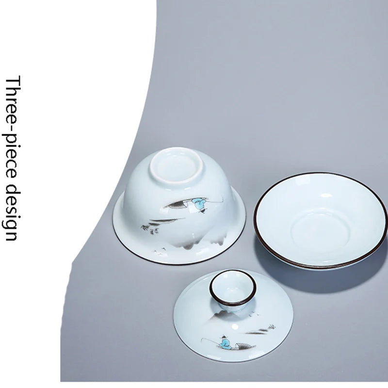 Chinese Kung Fu Tea Set Ceramic Portable Teapot Set Travel Gaiwan Tea Cups of Tea Ceremony Teacup Fine Gift With Travel Bag