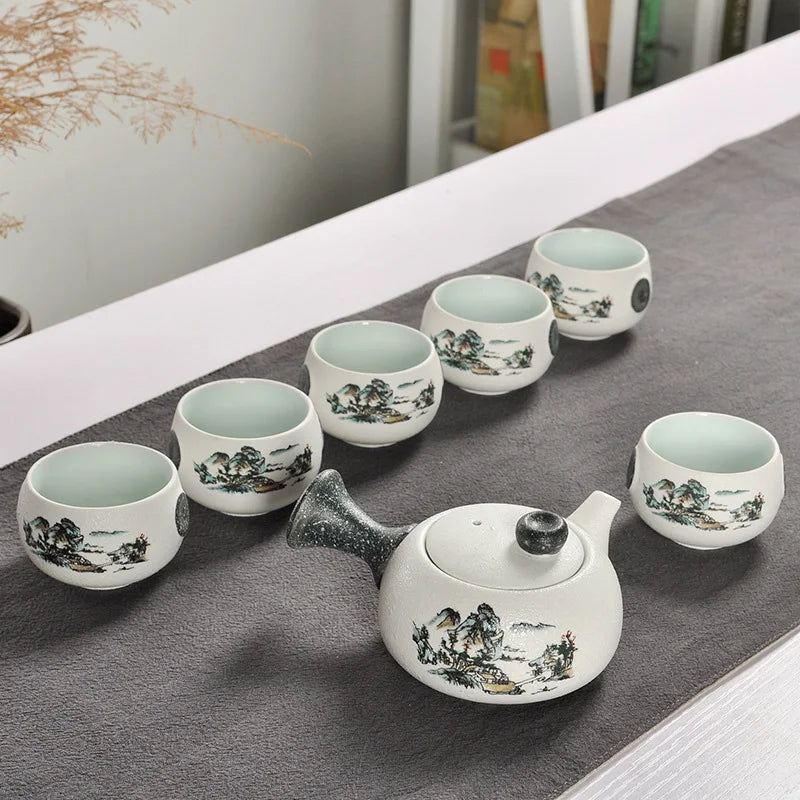 Chinese Kung Fu Tea Set White Ceramic Portable Teapot Porcelain Teaset Gaiwan Tea Cups Of Tea Ceremony Tea Pot Free shipping