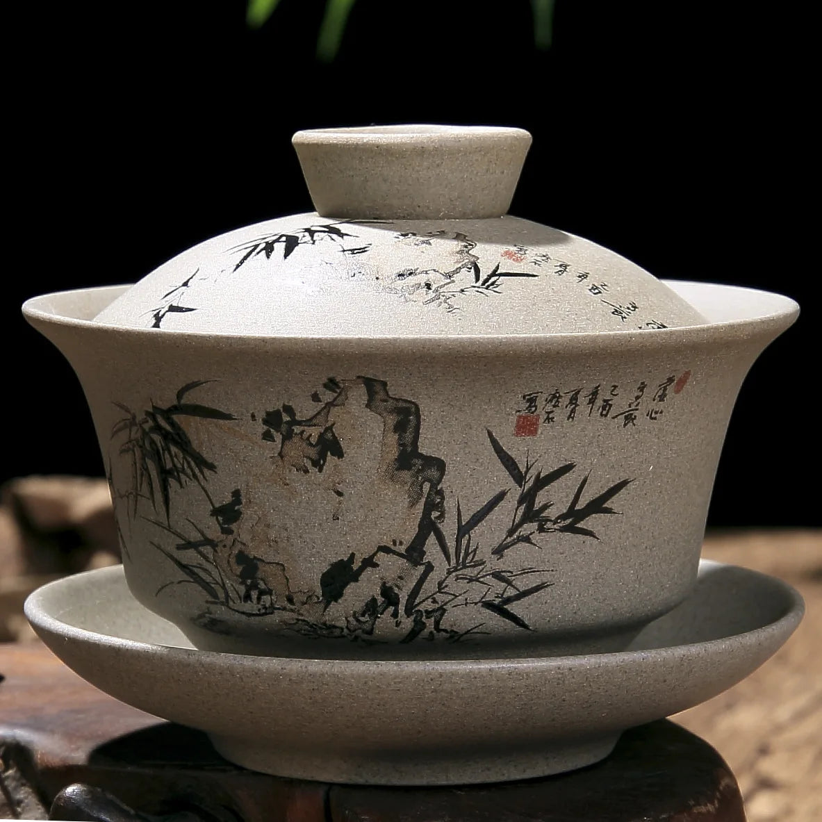 Chinese Kung Fu Teapot Pottery Clay Tea Cup Classical Gaiwan Traditional Handmade Tea Set Cup