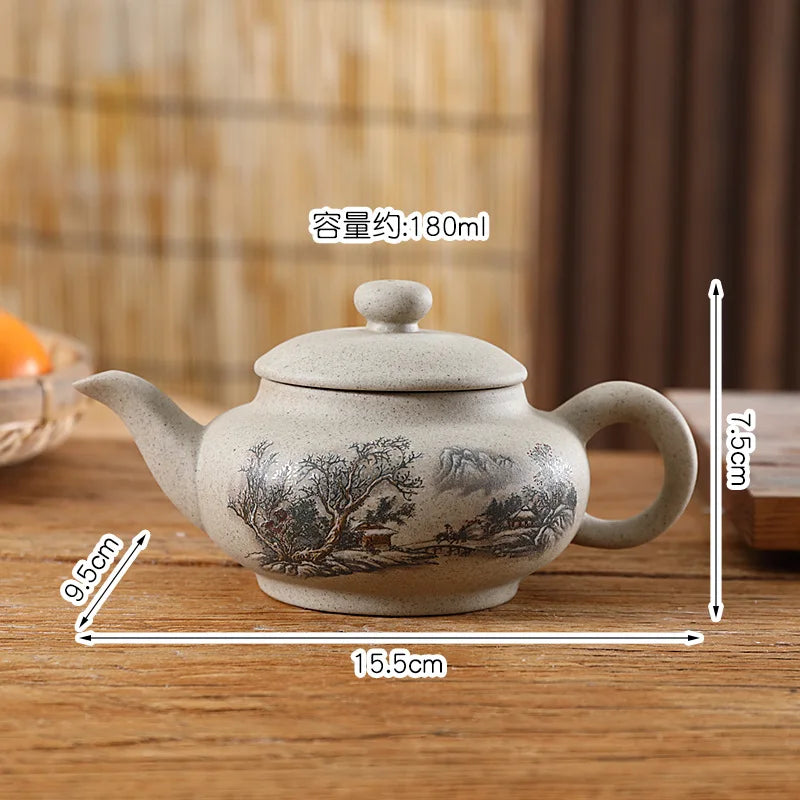 Chinese Kung Fu Teapot Yixing Xishi Tea Kettle Ceramic Teaware 180ml Tea Pots Home Decor Gongfu Teapots Tea Accessories