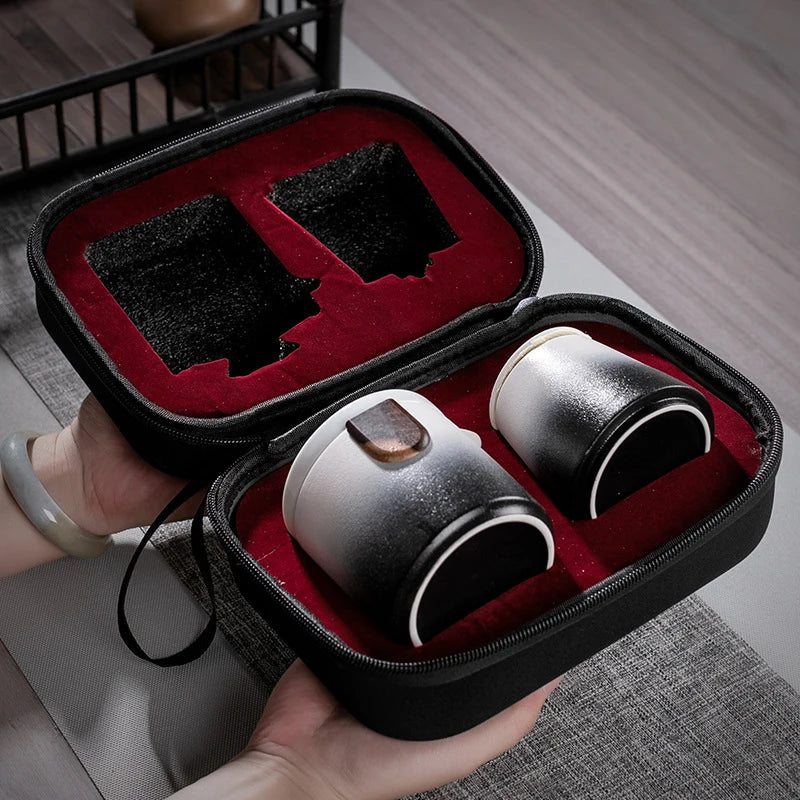Chinese Kung Fu Travel Tea Set Ceramic Portable Teapot Porcelain Teaset Gaiwan Tea Cups of Tea Ceremony Tea Pot With Travel Bag