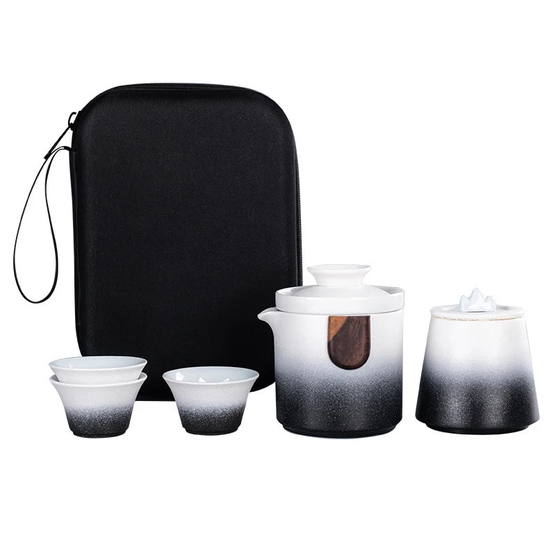 Chinese Kung Fu Travel Tea Set Ceramic Portable Teapot Porcelain Teaset Gaiwan Tea Cups of Tea Ceremony Tea Pot With Travel Bag